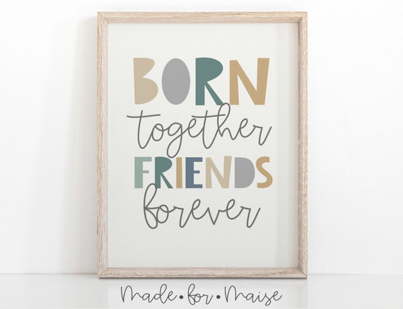Born Together Friends Forever Rainbow Wall Art Twin Decor - Etsy