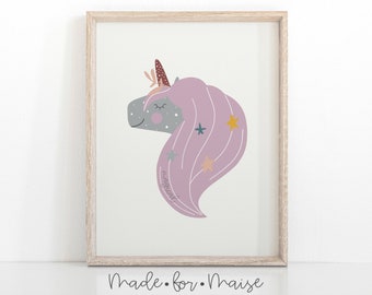 Magical Unicorn Wall Art, Unicorn Print, Unicorn, Purple Girls Room Art, Unicorn Poster, Unicorn lover gift, Unicorn Poster, Nursery Art