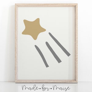 Nursery Print, Star Wall Art, Mustard Print, Boys Shooting Star Decor, Girls Shooting Star Print, Kids Wall Art, Star Decor, Playroom Poster