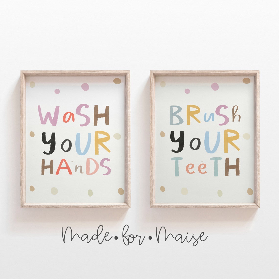 Wash Your Hands Brush Your Teeth Print Set: Kids Bathroom Art - Etsy UK