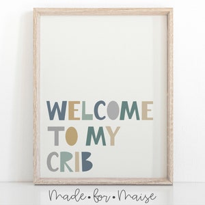 Boys Nursery Print, Welcome to my Crib, Blue, Green Kids Wall Art, Boys Playroom Decor, Bedroom, Baby boy gift, Newborn Bedroom, Nephew