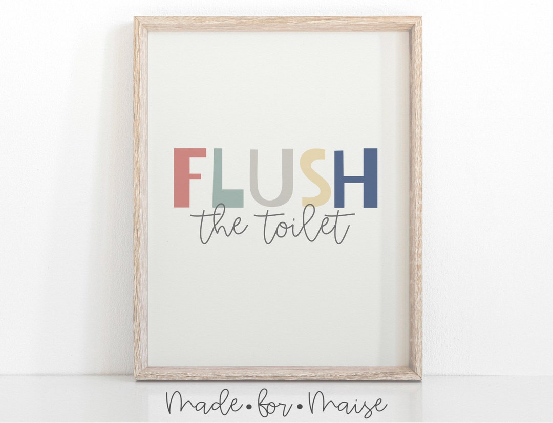 Flush the Toilet Bathroom Commands Sign Rainbow Colours Etsy