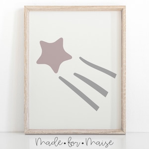 Girls Shooting star, weather clip art, nursery print, children&#39;s wall art, boys shooting star decor, star bedroom wall art, kids print, pink