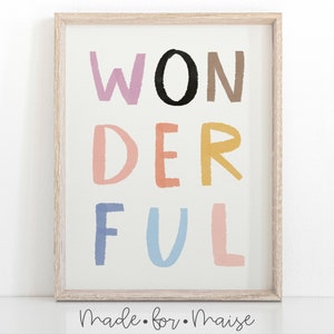 IMPRESIÓN MARAVILLOSA, Decoración de vivero en colores pastel, Niños, Niñas, Género neutral, Impresión de pared linda, A5 A4 A3, Reino Unido, Hecho para Maise, Cartel de dormitorio, Niños