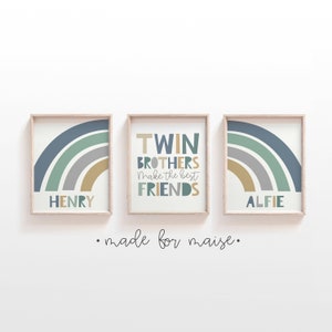 twin brothers prints, twin brothers make the best of friends, personalised boys bedroom, personalised decor, kids, sibling wall art, brother