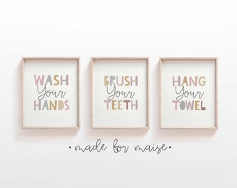 Brush your teeth poster  funny bathroom quotes prints – Just Cool