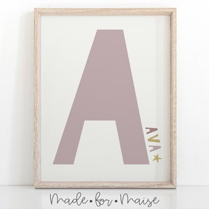 Impresión de nombre de niñas personalizadas, decoración de guardería personalizada, rosa rubor, A3, A4, A5, 5x7, 8x10, 11x14 cartel de dormitorio pastel, niños, niños