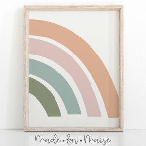 arco iris rosa, niña, medio arco iris, tonos pastel apagados, A3, A4, A5, 5x7, 8x10, 11x14 Cartel de dormitorio y guardería infantil, impresión de niños, bebé