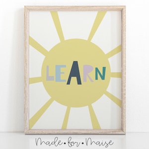 Lernposter, Lerndruck, Sonnenschein Wandkunst, Poster, Schule zu Hause, Zahlen Poster, Montessori Klassenzimmer Dekor, Bildung, Kinder Wandkunst, Sonne