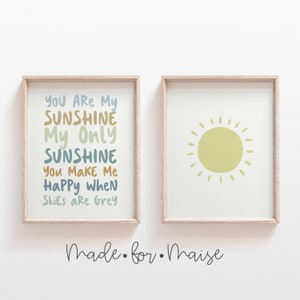 You Are My Sunshine Print, My Only Sunshine Print, Boys Bedroom Set 2, Kids Wall art, Childrens Posters, Kids Sign, Toddler Room, Playroom