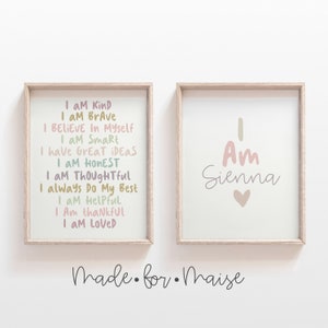 Personalized Girls Affirmations Print Set: Nursery Decor
