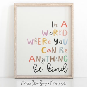Be Kind Watercolor Print: Playroom Poster, Kids Room Decor