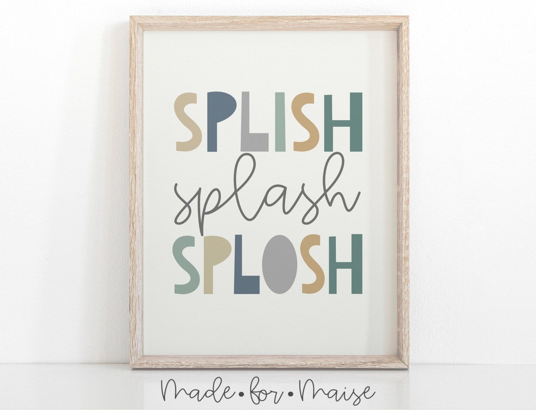 Boys Bathroom Wall Art, Kids Bathroom Print, Splish, Splash, Splosh