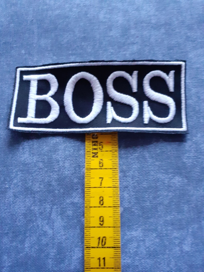 Patch BOSS NOIR brodé à coudre customisé vêtement boss-broderie Boss-écusson boss image 3