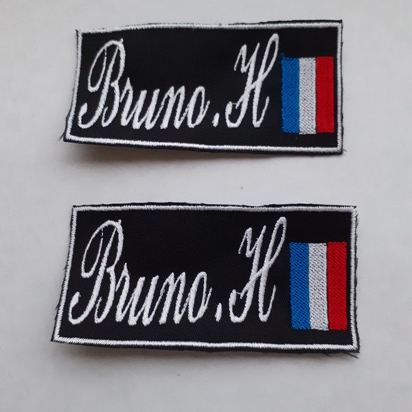 Ecusson personnalisé prénom & le drapeau de France-customisé-Made in france-brodé,sur commande-patch-création-mercerie-vêtement