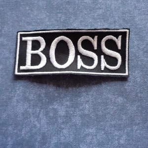 Patch BOSS NOIR brodé à coudre customisé vêtement boss-broderie Boss-écusson boss image 1