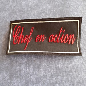 Parche Chef en Acción bordado para coser -personalizado-ropa de chef-insignia de chef en acción-bordado de chef en acción