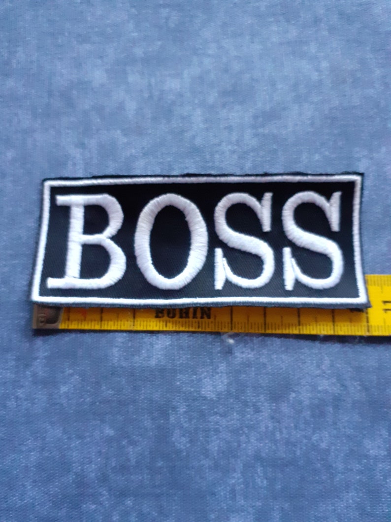 Patch BOSS NOIR brodé à coudre customisé vêtement boss-broderie Boss-écusson boss image 2