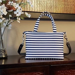 Bolso de mano Phoebe a rayas con cremallera superior y correa extraíble Patrón de costura digital PDF Bolso Tote Bolsillo con cremallera fácil de coser