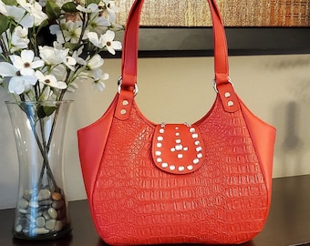 Wendy Satchel Handbag Purse in Faux Fabulous Leather Digital PDF Sewing Pattern, Vinyl, Western Tote, Rhinestone, Embellished, Zipper Pocket