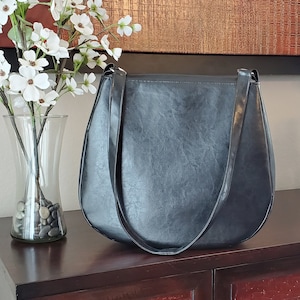 Adriana Satchel Handbag Digital PDF Sewing Pattern Shoulder Bag Tote Vegan Leather Zipper Top Purse Easy to Sew