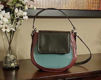 Celeste Satchel in Faux Fabulous Leather, Handbag Digital PDF Sewing Pattern, Purse, Shoulder Bag, Tote, Vinyl, Easy to Sew, Zipper Pocket