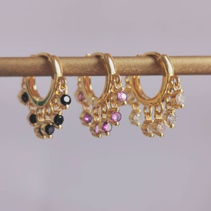 CRYSTAL MINI CREOLES huggies rhinestones small creoles little hoop earrings zircons silver silver sterling gold