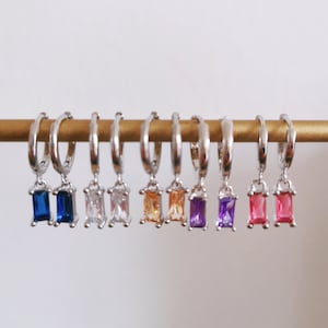 Mini 925 sterling silver hoop earrings set with zircons small earring