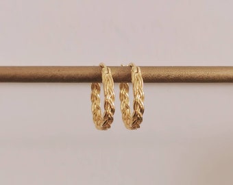 NAIADS. Twisted Braided Hoop Earrings - 14k Gold Plated 925 Sterling Silver Hoop Earrings Gold Vermeil Les Naïades