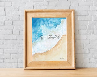 Watercolor Beach Scene, Watercolor Painting, Ocean Painting, Beach Painting, Ocean Watercolor