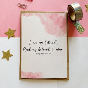 Tarjeta de regalo de boda, tarjeta de acuarela, tarjeta cristiana, tarjeta religiosa, tarjeta de fe, Escritura