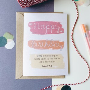 Happy birthday christian card, Religious Card, Card with bible verse, Scripture - birthday with watercolour waterpaint