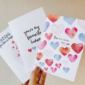 Versículo bíblico San Valentín día aniversario tarjeta set / arte de la acuarela, tarjetas de las Escrituras / 3 tarjetas pack / sobre corazones amor tarjeta de aliento