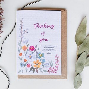 Écriture « Penser à vous » aquarelle fleur art, catholique religieux, bible verset carte de foi, Bien-aimé, je prie pour que tout peut aller bien avec vous
