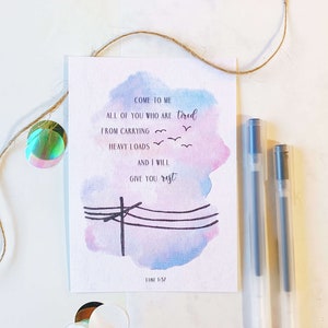 Pastell Aquarell mit Bibel-Vers, religiösen Glauben Christian Karte, Schrift Karte, handgezeichnete Kunst | Baumwollwolken Natur Katholisch