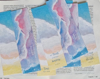 Handmade Watercolor Art cotton clouds Bookmarks | Religious faith scripture bookmark | watercolor art | Bible verse Christian gifts