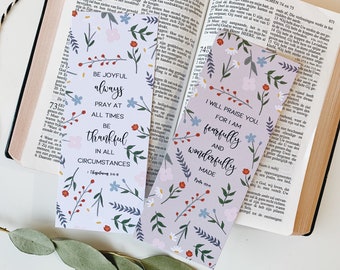 Bible verse Flower art bookmarks | Scripture faith floral art | bookmarks with encouragement | Gift for Friends, Fearfully wonderfully made