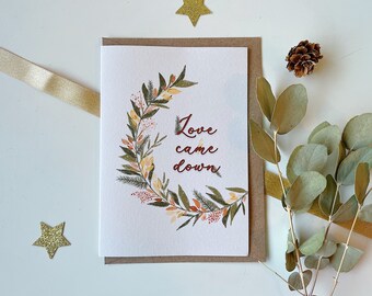 Handmade Christmas Card | Religious Scripture, Winter Wreath