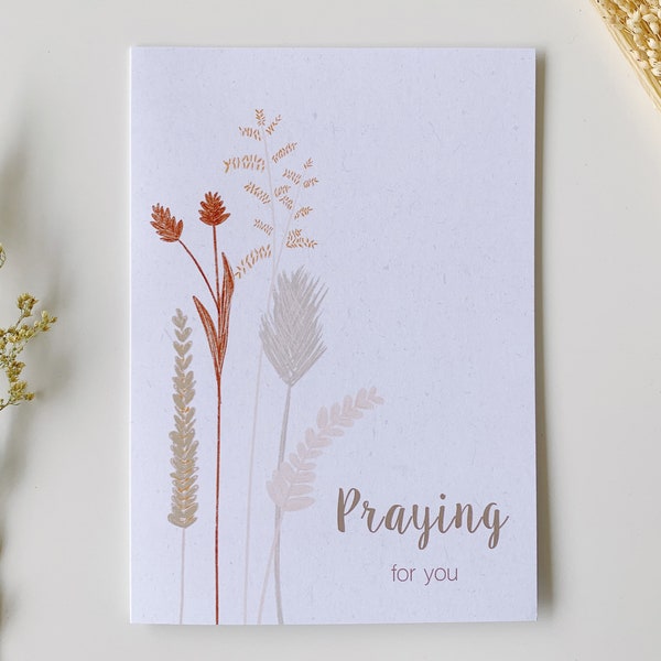 Praying for you card, Religious Card, faith card, Dried flowers, grass brunches | Dried grains, Filler Flowers | Encouragement card