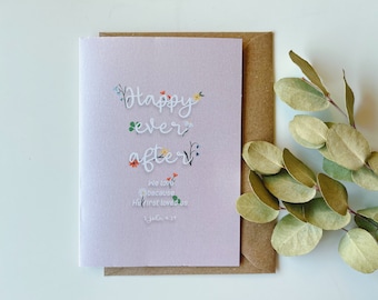 Happy Ever After | Congratulations on your wedding day card | Christian Religious Card, Faith card, Scripture wedding gift | 1 John 4:19