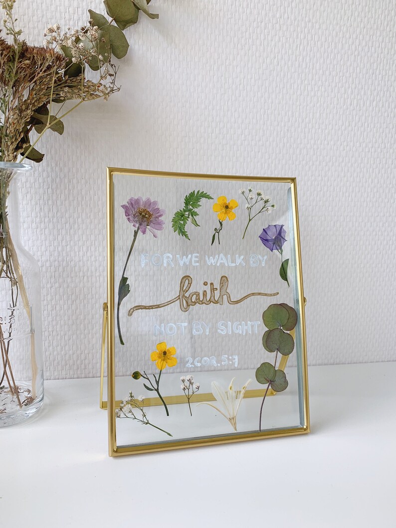 Scripture Pressed Flower Glass Frame Bible Verse Pressed Etsy