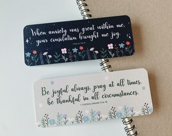 Verset biblique Signets d’art floral | Écriture foi art floral | signets avec | d’encouragement Don pour les amis, psaume 94:19 | Soyez joyeux