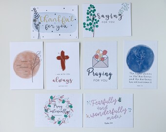 8 Bible verse scripture cards, watercolor and floral memory card set, Bible verse postcard set. encouragement cards | praying for you