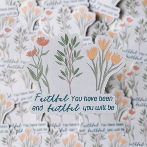 Bibelvers Schrift Tulpen Sticker | Treu du warst und treu wirst du | Blumen Kunst Christlich Katholisch Sticker Scrapbook