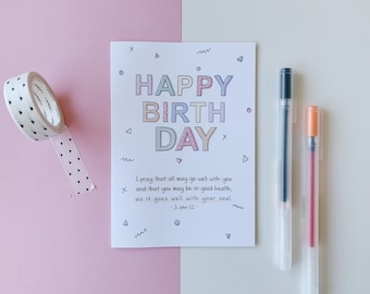 Carte Chretienne De Joyeux Anniversaire Carte Religieuse Etsy