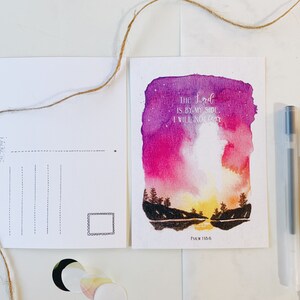 Aquarela Galaxy com versículo bíblico, cartão cristão de fé religiosa, cartão de escritura, arte desenhada à mão | Espaço Estrelas Lua natureza Católica