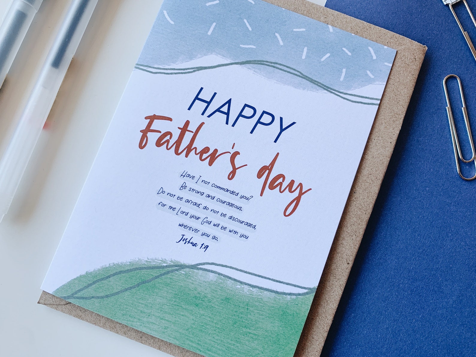 Father's Day Card Happy Fathers Day Joshua 1:9 Christian - Etsy