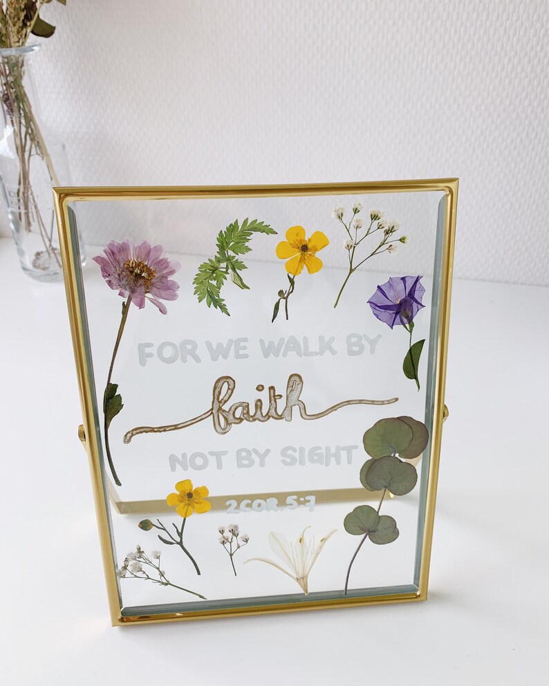 Scripture Pressed Flower Glass Frame Bible Verse Pressed Etsy