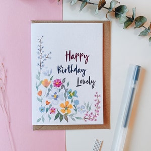 Gelukkige verjaardag mooie kaart | aquarel kunstkaart | bloemframe aquarelkaart aanmoediging Gefeliciteerd | Birhday wenst vriendschap