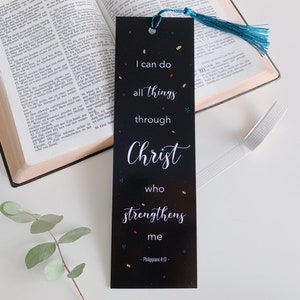 Christian bookmarks, Religious scripture bookmark, faith bookmark, Scripture I can do all things through Christ